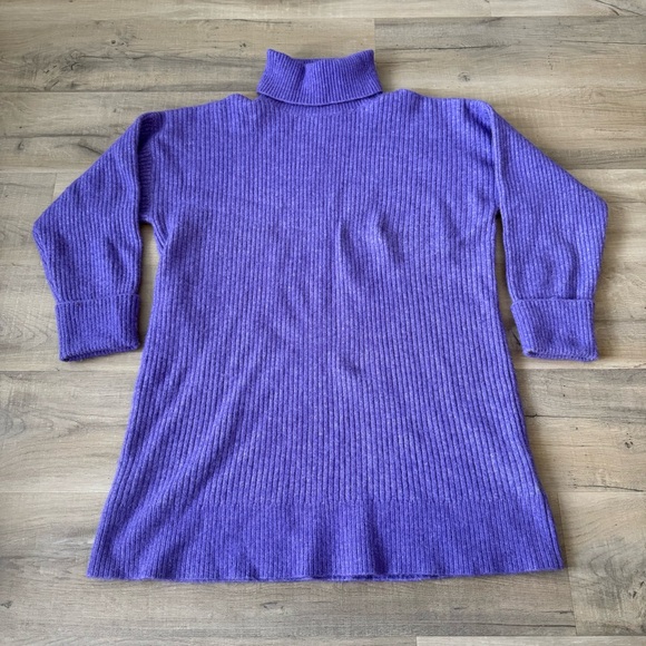 & Other Stories Purple Alpaca Wool Ribbed Turtleneck Sweater Dress - Large - Picture 6 of 8